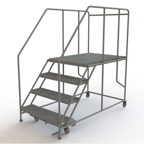 Mobile Work Platform, Steel, 4 Steps, 40" H, 48" D, 36" Step, Serrated PB Rental Co. Ltd.