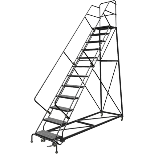 Safety Slope Rolling Ladder, 12 Steps, Perforated, 50° Incline, 120" High PB Rental Co. Ltd.