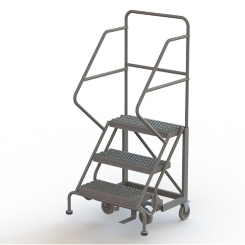 Safety Slope Rolling Ladder, 3 Steps, Serrated, 50° Incline, 30" High PB Rental Co. Ltd.