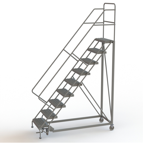 Safety Slope Rolling Ladder, 9 Steps, Serrated, 50° Incline, 90" High PB Rental Co. Ltd.