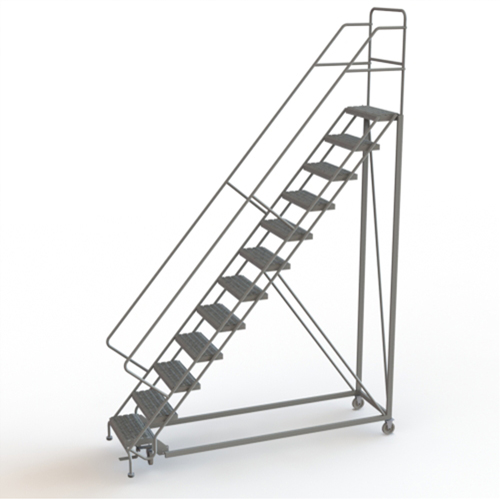 Safety Slope Rolling Ladder, 12 Steps, Serrated, 50° Incline, 120" High PB Rental Co. Ltd.