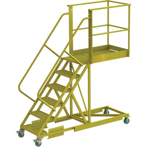 Cantilever Rolling Ladder, Supported, 6 Steps, 40" Platform Depth, 60" Platform Height PB Rental Co. Ltd.