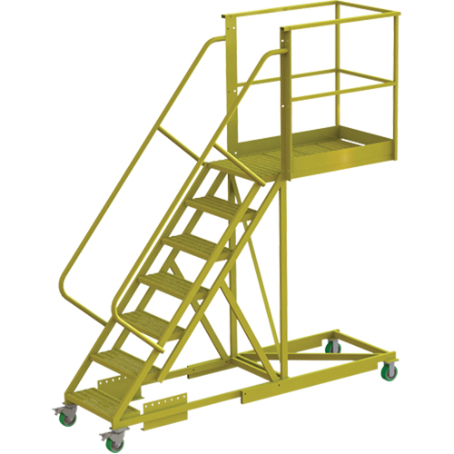&eacute;chelle roulante en porte-&agrave;-faux, Renforc&eacute;, 7 marches, Profondeur de la plateforme 40", Hauteur de la plateforme 70" PB Rental Co. Ltd.