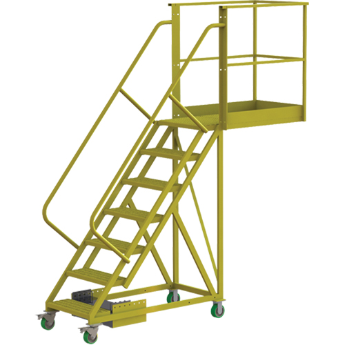 Cantilever Rolling Ladder, Unsupported, 7 Steps, 40" Platform Depth, 70" Platform Height PB Rental Co. Ltd.