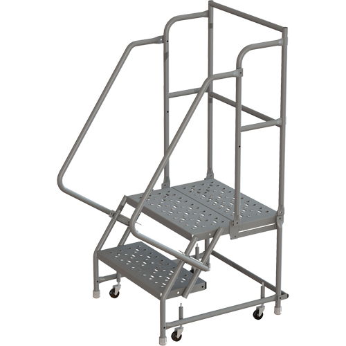 Escabeaux roulants &agrave; dessus profond, 2 marches, Largeur de la marche 16", Hauteur de la plateforme 20", Acier PB Rental Co. Ltd.