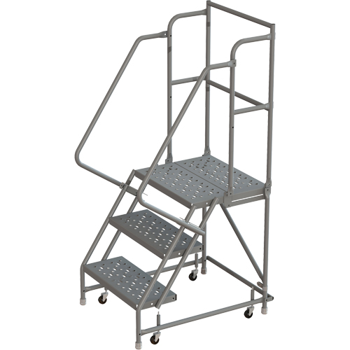 Deep Top Step Rolling Ladder, 3 Steps, 24" Step Width, 30" Platform Height, Steel PB Rental Co. Ltd.