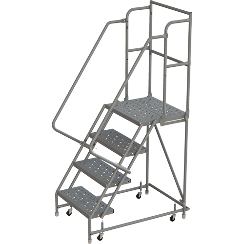 Escabeaux roulants &agrave; dessus profond, 4 marches, Largeur de la marche 24", Hauteur de la plateforme 40", Acier PB Rental Co. Ltd.