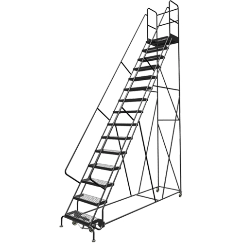 Deep Top Step Rolling Ladder, 15 Steps, 24" Step Width, 150" Platform Height, Steel PB Rental Co. Ltd.