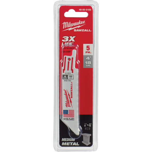 Sawzall&reg; Reciprocating Saw Blade, Bi-Metal, 18 TPI, 4" L x 3/4" W PB Rental Co. Ltd.