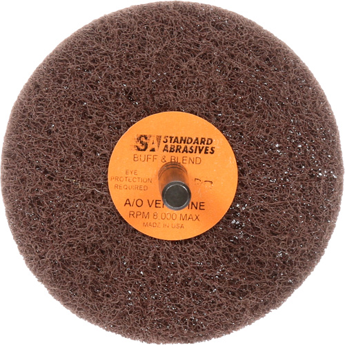 Meule Buff & Blend Standard Abrasives, 3" dia. x 1" la, Arbre 1/4", Oxyde d'aluminium PB Rental Co. Ltd.