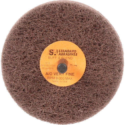 Meule Buff & Blend Standard Abrasives, 3" dia. x 3" la, Arbre 1/4", Oxyde d'aluminium PB Rental Co. Ltd.