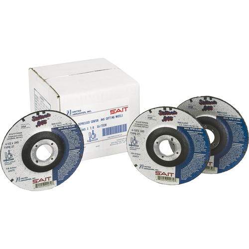 Cut-Off Wheel, 4-1/2" x 0.045", 7/8" Arbor, Type 27, Aluminum Oxide/Ceramic, 13500 RPM PB Rental Co. Ltd.