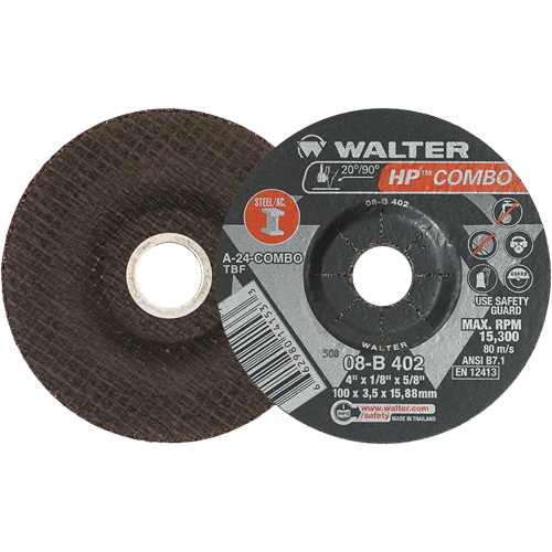 HP Combo Depressed Center Combination Wheel, 4" x 1/8", 5/8" Arbor, Type 27 PB Rental Co. Ltd.