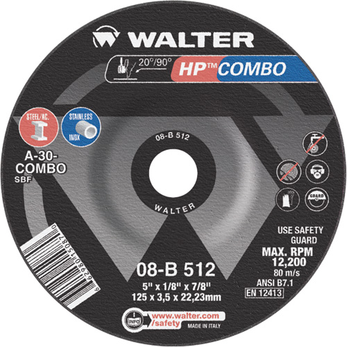 HP Combo Depressed Center Combination Wheel, 5" x 1/8", 7/8" Arbor, Type 27 PB Rental Co. Ltd.