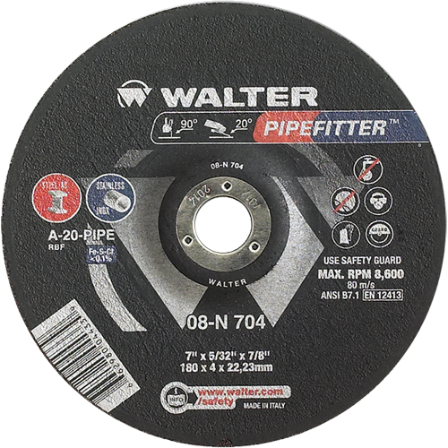 PIPEFITTER Grinding Wheel, 7" x 5/32", 7/8" Arbor, Type 27 PB Rental Co. Ltd.