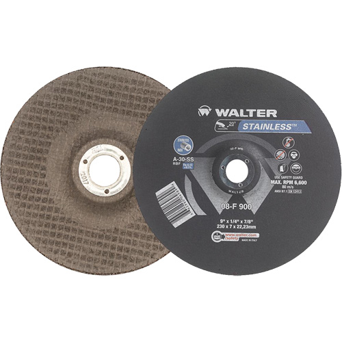 Stainless Steel Depressed Centre Grinding Wheels, 9" x 1/4", 7/8" Arbor, Type 27 PB Rental Co. Ltd.