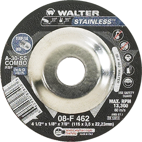 Depressed Centre Grinding Wheels - Stainless Type 27, 4-1/2" x 1/8", 7/8" Arbor, Type 27 PB Rental Co. Ltd.