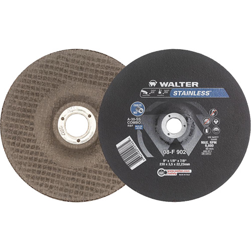 Stainless Steel Depressed Centre Grinding Wheels, 9" x 1/8", 7/8" Arbor, Type 27 PB Rental Co. Ltd.