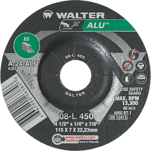 Aluminium Depressed Centre Grinding Wheels, 4-1/2" x 1/4", 7/8" Arbor, Type 27 PB Rental Co. Ltd.