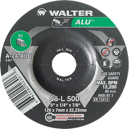 Aluminium Depressed Centre Grinding Wheels, 5" x 1/4", 7/8" Arbor, Type 27 PB Rental Co. Ltd.
