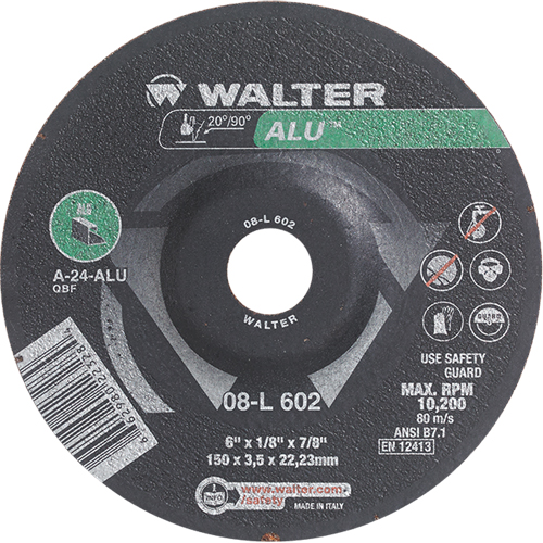 Meules &agrave; moyeu d&eacute;port&eacute; - Aluminium type 27, 6" x 1/8", Arbre de 7/8", Type 27 PB Rental Co. Ltd.