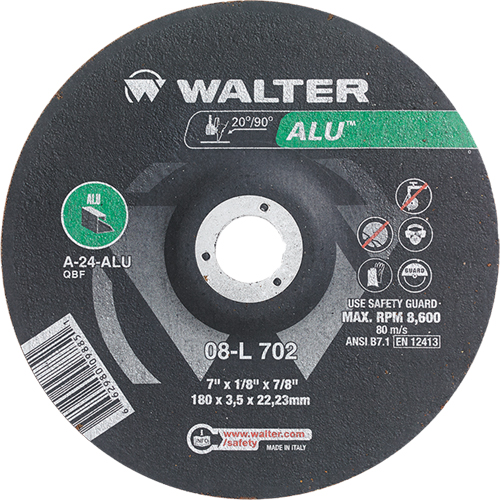 Meules &agrave; moyeu d&eacute;port&eacute; - Aluminium type 27, 7" x 1/8", Arbre de 7/8", Type 27 PB Rental Co. Ltd.