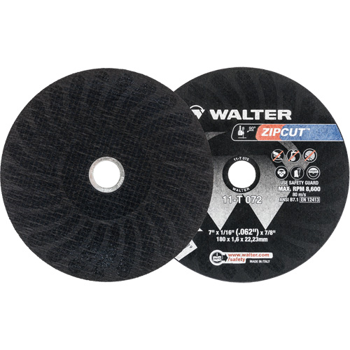 Zipcut Reinforced Cut-Off Wheel, 7" x 1/16", 7/8" Arbor, Type 1, Aluminum Oxide, 8600 RPM PB Rental Co. Ltd.
