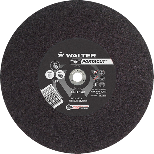 Portacut High Speed Cut-Off Wheel, 14" x 1/8", 1" Arbor, Type 1, Silicon Carbide, 5400 RPM PB Rental Co. Ltd.