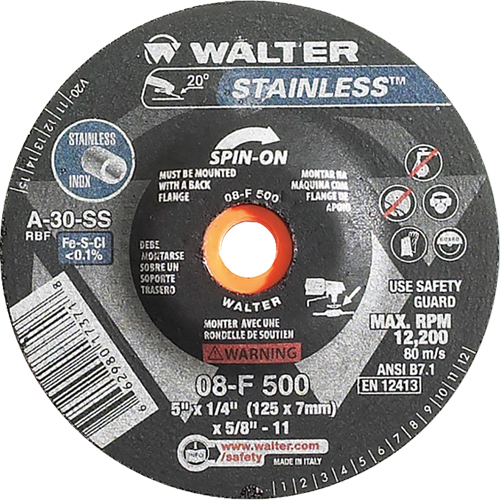 Depressed Centre Grinding Wheels - Stainless Type 27, 5" x 1/4", 5/8"-11 Arbor, Type 27S PB Rental Co. Ltd.