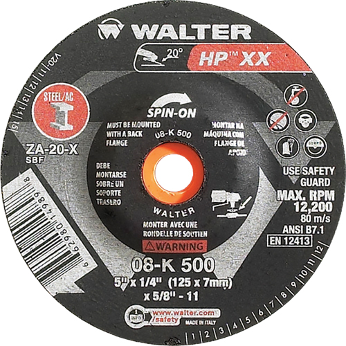 Meule &agrave; moyeu d&eacute;port&eacute; Double-X, 5" x 1/4", Arbre 5/8"-11, Type 27S PB Rental Co. Ltd.