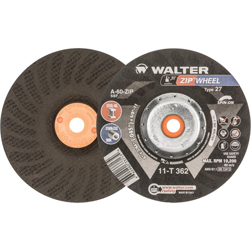 Spin-On Zipcut Right Angle Grinder Reinforced Cut-Off Wheels, 6" x 7/8", 5/8"-11 Arbor, Type 27, Aluminum Oxide, 10200 RPM PB Rental Co. Ltd.