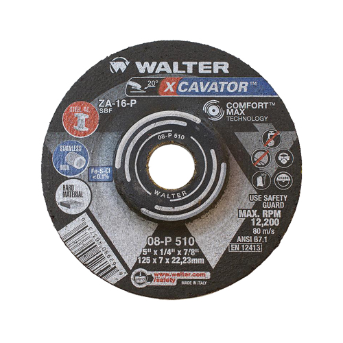 XCAVATOR Grinding Wheel, 5" x 1/4", 7/8"/5/8"-11 Arbor, Zirconium, Type 27 PB Rental Co. Ltd.