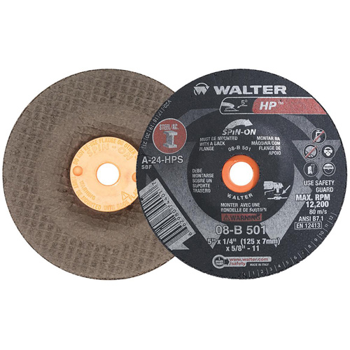 Meule HP vissable, 5" x 1/4", Arbre 5/8"-11, Type 28S PB Rental Co. Ltd.
