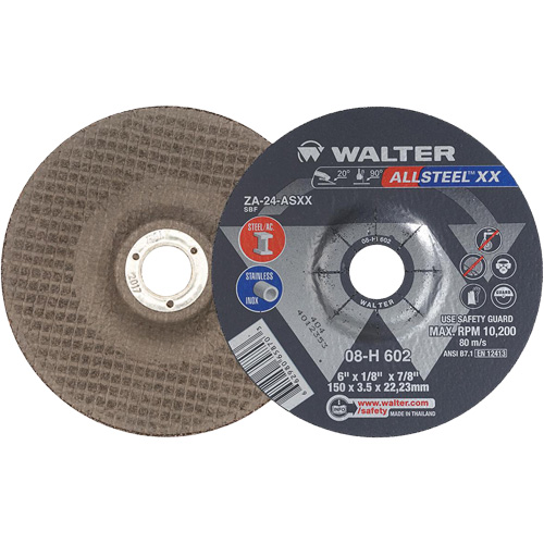 Depressed Centre Grinding Wheels - Allsteel XX, 6" x 1/8", 7/8" Arbor, Type 27, Zirconia Alumina, 10200 RPM PB Rental Co. Ltd.