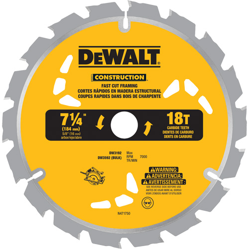 Fast Cut Framing Carbide-Tipped Saw Blade, 7-1/4", 18 Teeth, Wood Use PB Rental Co. Ltd.