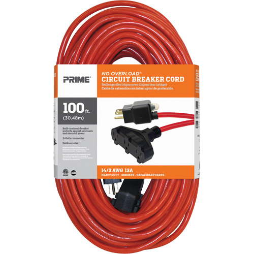 Cordon rallonge en vinyle, Ext&eacute;rieur, SJTW, AWG 14/3, 13 A, 3 prise(s), 100' PB Rental Co. Ltd.