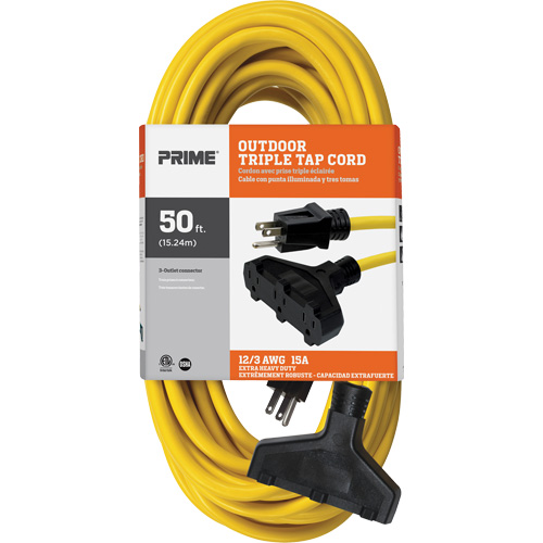 Cordon rallonge en vinyle, Ext&eacute;rieur, SJTW, AWG 12/3, 15 A, 3 prise(s), 50' PB Rental Co. Ltd.