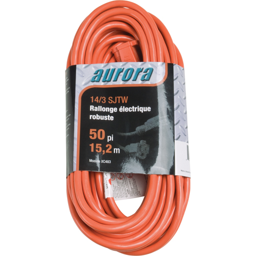 Cordon rallonge en vinyle, Ext&eacute;rieur, SJTW, AWG 14/3, 15 A, 50' PB Rental Co. Ltd.