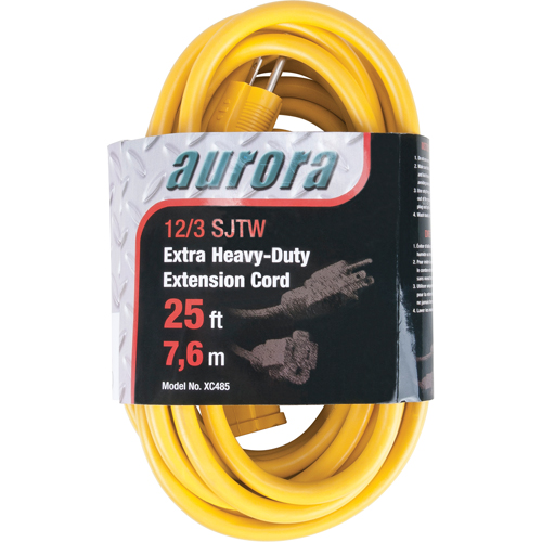 Cordon rallonge en vinyle, Ext&eacute;rieur, SJTW, AWG 12/3, 15 A, 25' PB Rental Co. Ltd.