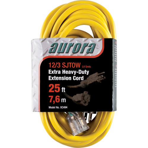 Vinyl Extension Cord with Light Indicator, Outdoor, SJTOW, 12/3 AWG, 15 A, 25' PB Rental Co. Ltd.