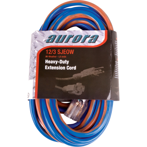 TPE-Rubber Extension Cord With Light Indicator, All-Weather, SJEOW, 12/3 AWG, 15 A, 50' PB Rental Co. Ltd.