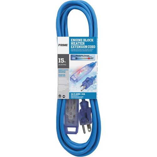 Glacier Flex Engine Block Heater Cord, All-Weather, SJTW, 16/3 AWG, 13 A, 3 Outlet(s), 15' PB Rental Co. Ltd.