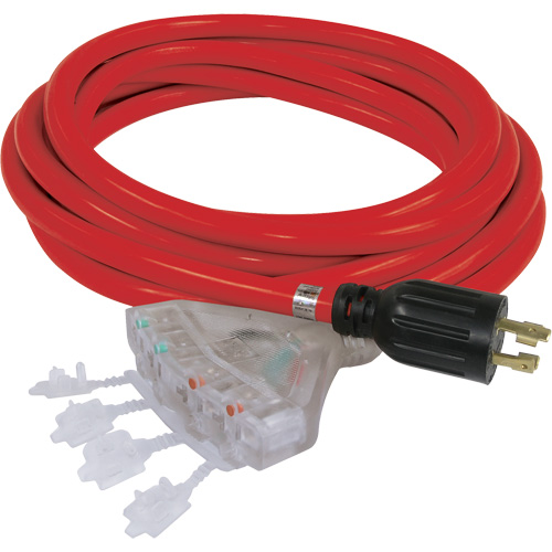 Generator Extension Cord with Quad Tap, STW, 10 AWG, 20 A, 4 Outlet(s), 25' PB Rental Co. Ltd.