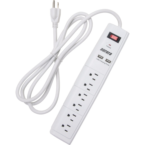 Limiteur de surtension avec chargeur USB, 6 Prises, 1200 J, 1875 W, Cordon 6' PB Rental Co. Ltd.