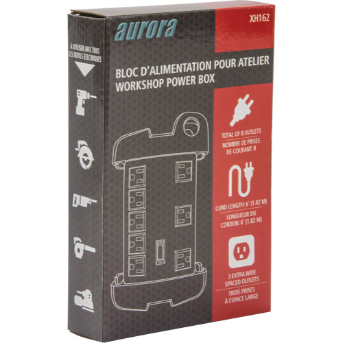 Protecteur de surtension &agrave; prise multiple pour l'atelier, 8 Prises, 1350 J, 1875 W, Cordon 6' PB Rental Co. Ltd.