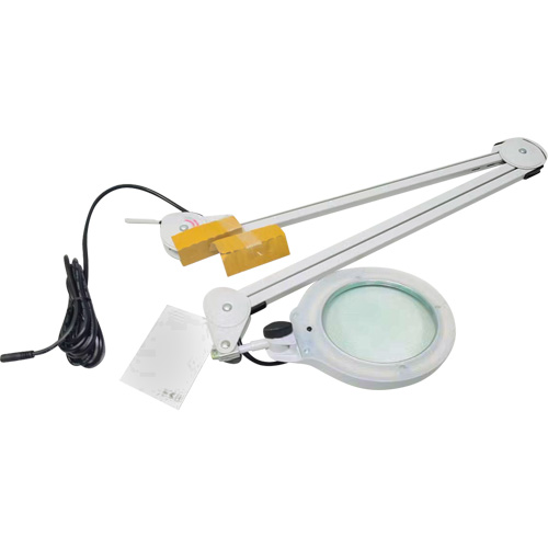 Lampe grossissante, Dioptrie 3, Ampoule DEL, Bras de 45", Pinces serre-joints, Gris PB Rental Co. Ltd.
