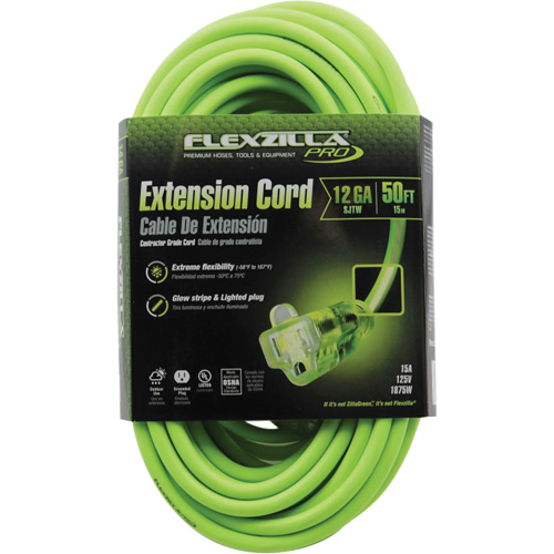 Cordon rallonge industriel Flexzilla Pro, Toutes saisons, SJTW, AWG 12/3, 15 A, 50' PB Rental Co. Ltd.