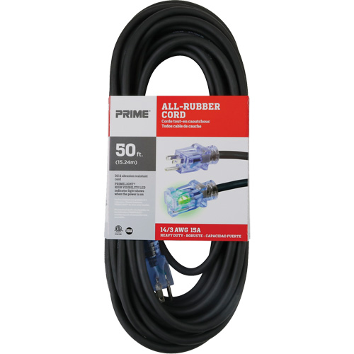 All-Rubber Extension Cord, Outdoor, SJOOW, 14/3 AWG, 15 A, 50' PB Rental Co. Ltd.