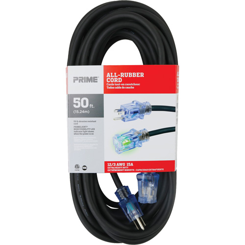 Cordon rallonge All-Rubber, Ext&eacute;rieur, SJOOW, AWG 12/3, 15 A, 50' PB Rental Co. Ltd.
