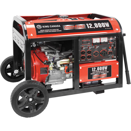 Electric Start Gas Generator with Wheel Kit, 12000 W Surge, 9000 W Rated, 120 V/240 V, 31 L Tank PB Rental Co. Ltd.